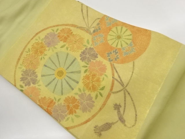 金駒刺繍金彩鼓に八重桜・花菱模様名古屋帯